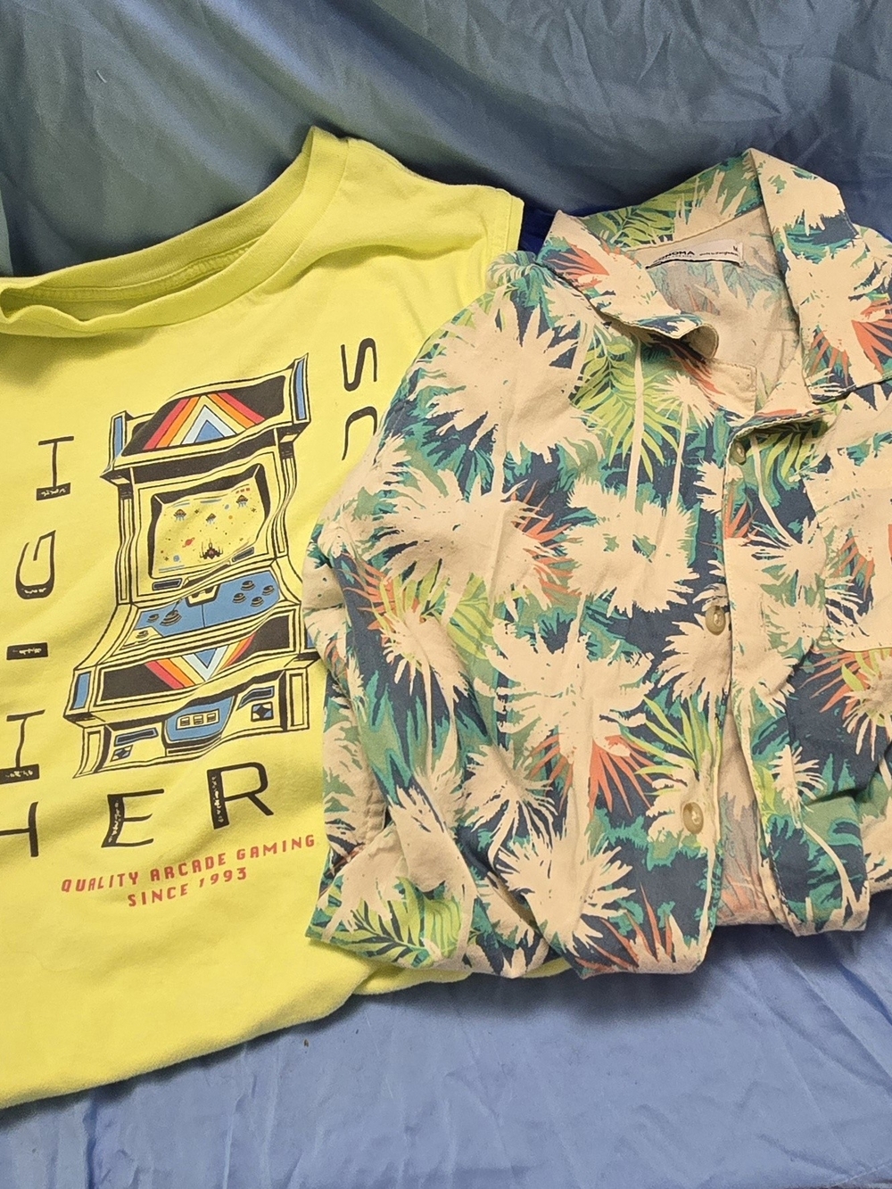 Sonoma Kids Short-Sleeve Tropical Shirt in Teal, Coral & Cream